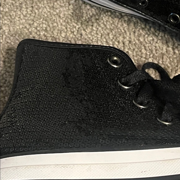 Converse High top Sequins sparkly black CTAS Chuck Taylor M4 W6 168116C sneakers - Picture 2 of 8